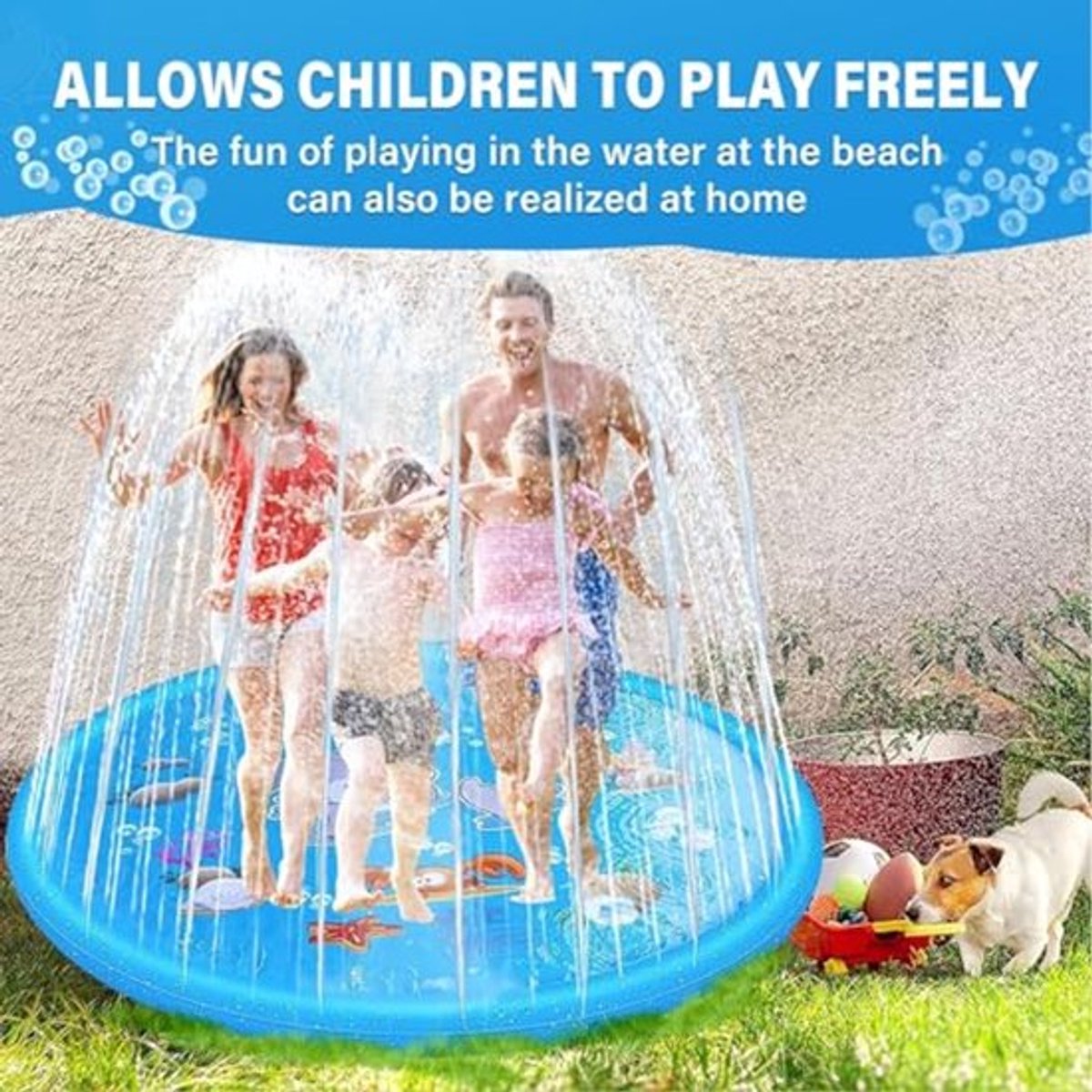 Hond Water Spray Mat 100cm Vouwbaar Inflatable Anti-slip Water Mat Voor Tuin Strand Achtertuin