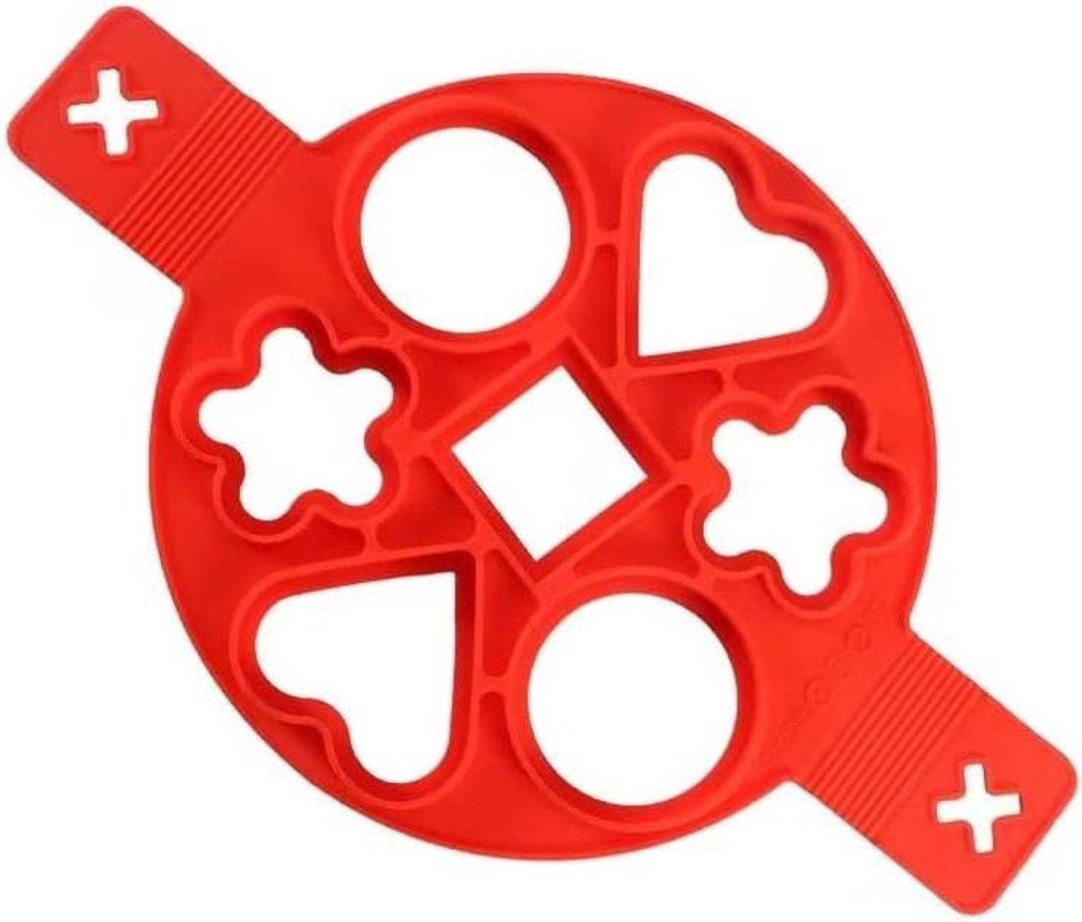 Zeven Gaten Ei Ring - Pannenkoek Maker Omelet Mallen - Ontbijt Maken - Anti-aanbak Siliconen - 7.5 cm diameter - Rood