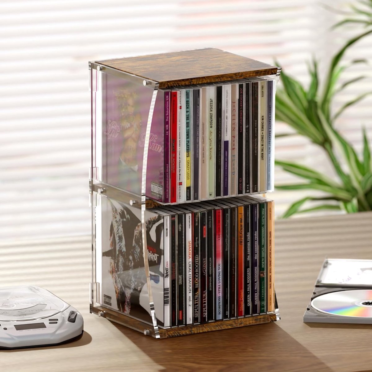 CD houder 2-laags - opbergrek voor 30 CD's - gebogen ontwerp - ideaal voor muziek- en filmliefhebbers - ShopVlot