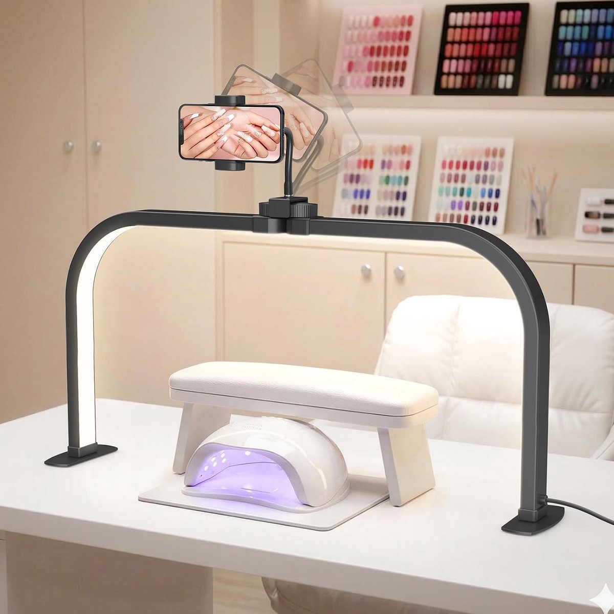 Nagellamp 74 cm LED - Zwart - 3 kleurmodi - Schaduwvrije verlichting voor manicures - ShopVlot