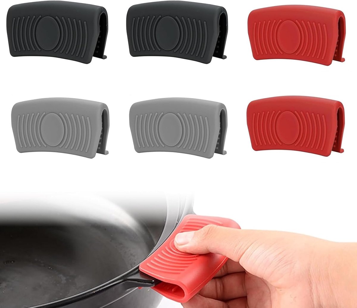 Siliconen handvatten voor gietijzeren pannen - hittebestendig - 6 stuks in verschillende kleuren - ShopVlot