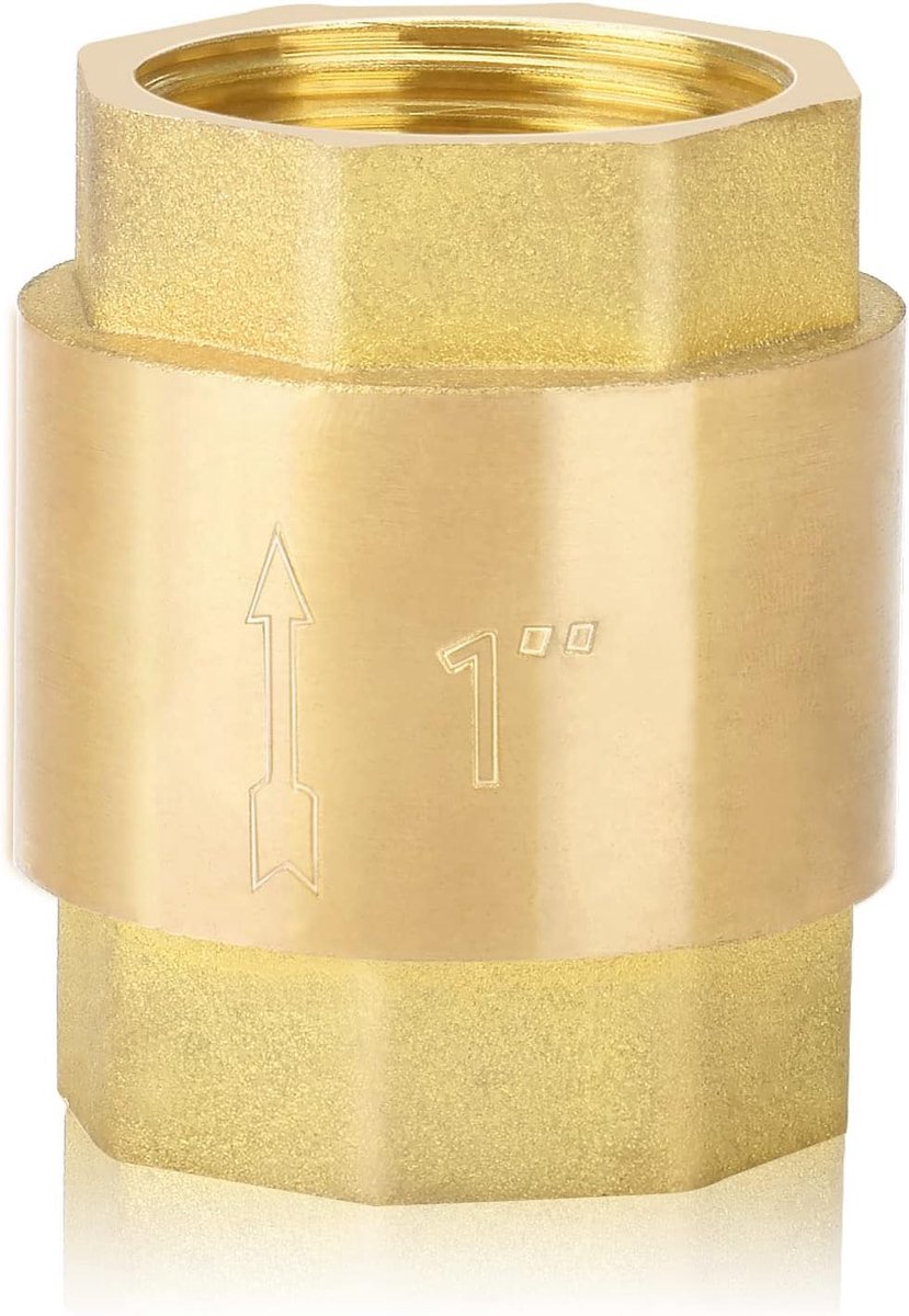 Terugslagklep 1 inch - messing - corrosiebestendig - ideaal voor pomp en wasmachine - ShopVlot