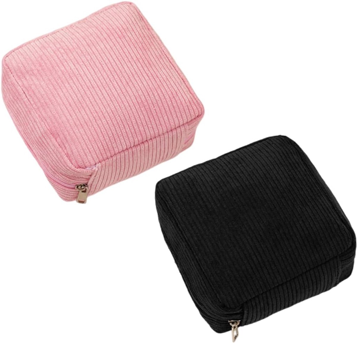 Make-uptas set 2 stuks - corduroy - geribbelde stof - ideaal voor dagelijks gebruik - ShopVlot