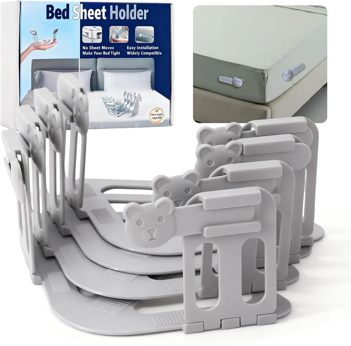 Bedlakenhouders 4 stuks - Afneembare bedlakenhouders - Extra sterke bevestiging - Houdt lakens op hun plaats - ShopVlot