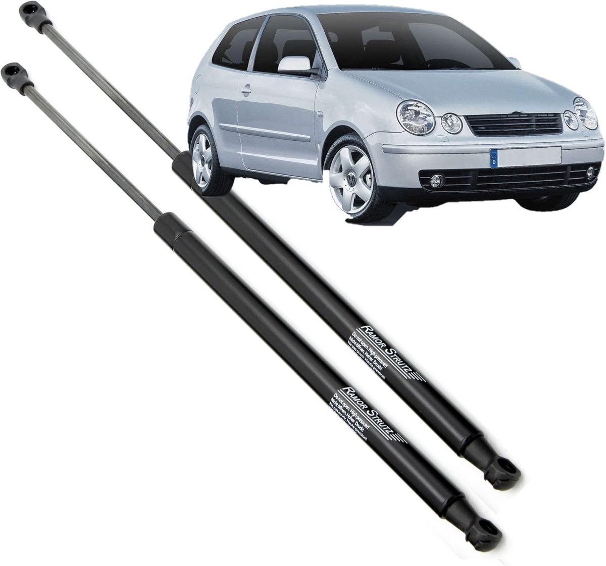 Gasveren achterklep VW Polo Mk4 9N - 500 mm lengte - 380N kracht - vervangingsset voor trunk - ShopVlot