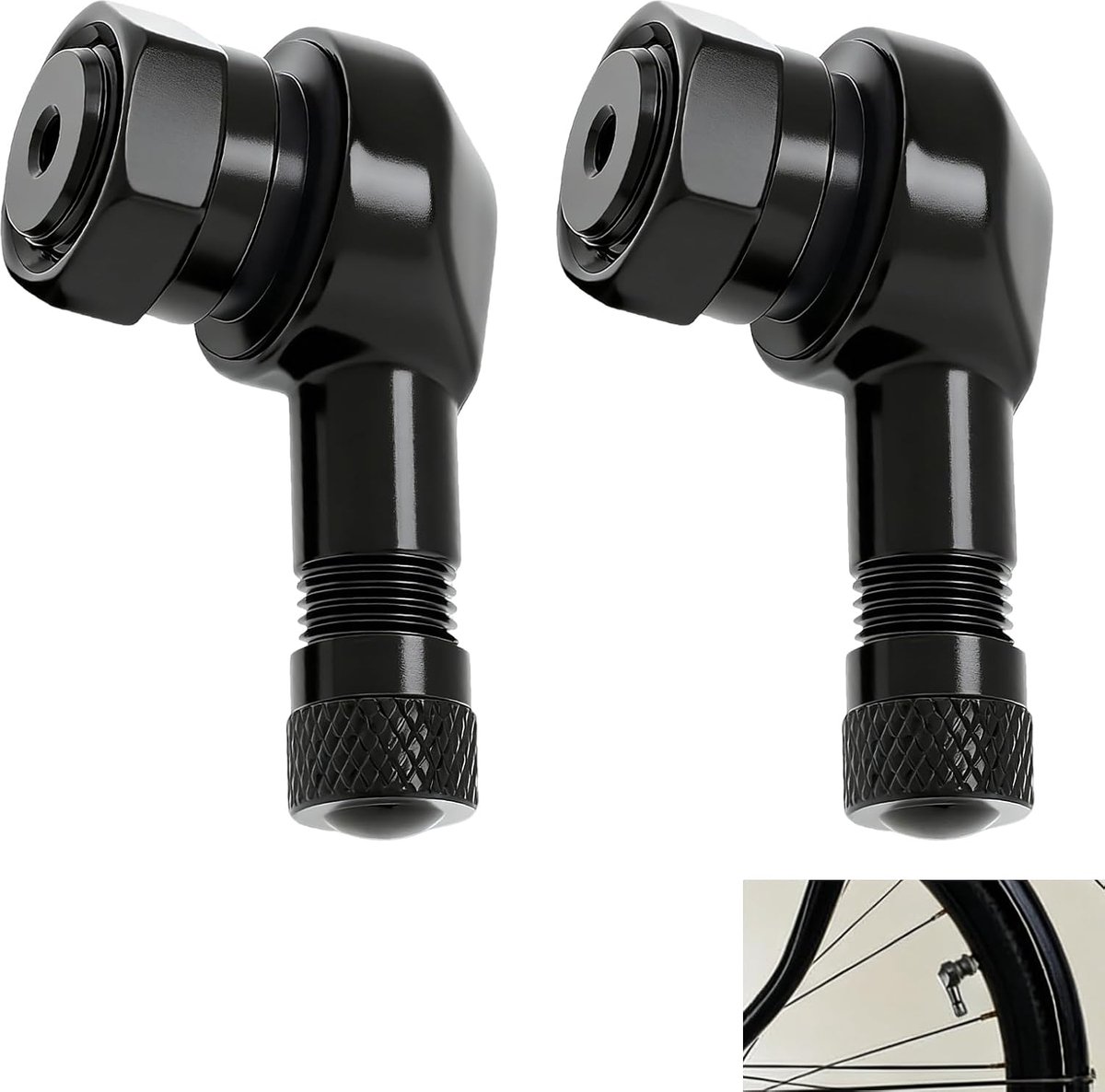 Bandenventielen 90 graden - Aluminium hoekventielen 11,3 mm - Waterdicht en lekvrij - Eenvoudig oppompen - ShopVlot