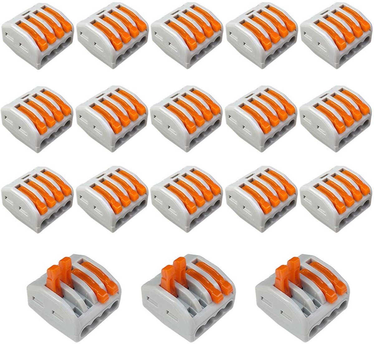 SnelShoppen - PCT-214 Kabelconnector Kit, 4 Poorten, Compacte Aansluitplug, Snelle Connector, Stekkerblok, Vlamwerend, Corrosiebestendig, Nylon PA66