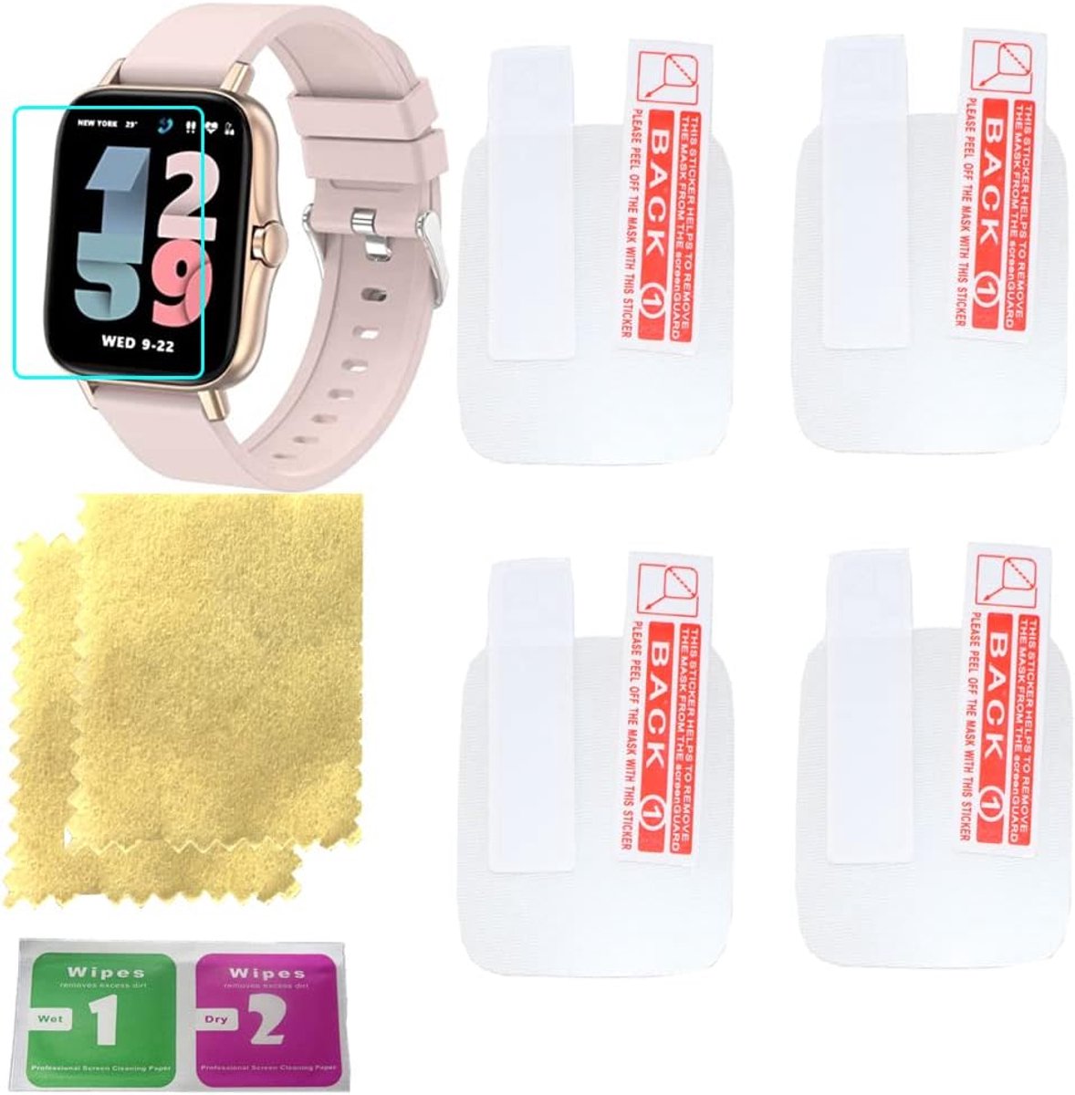 Screenprotector voor Fitpolo Smartwatch - HD helderheid - 4 pack - Bescherming tegen krassen en stoten - ShopVlot