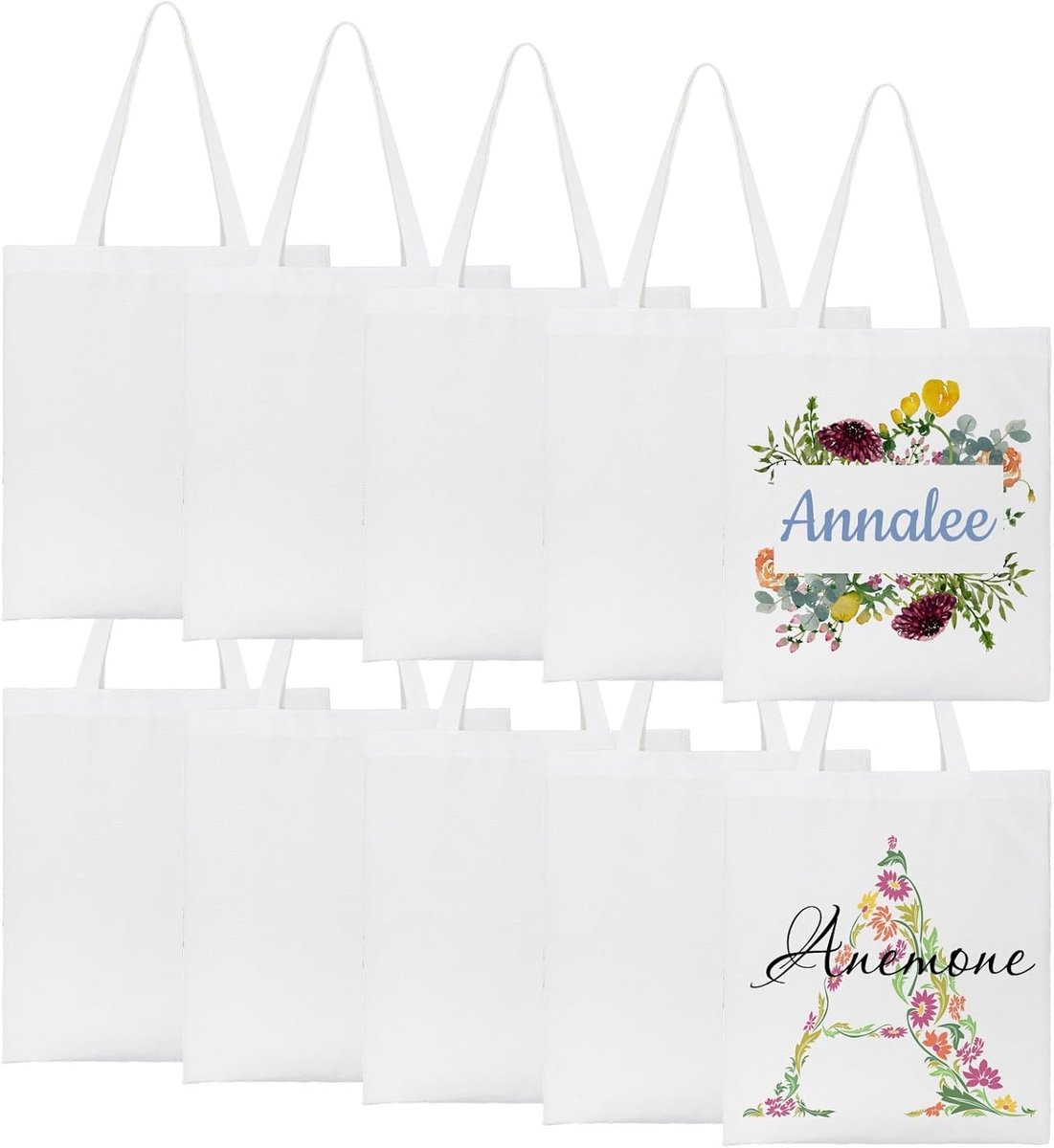 Canvas boodschappentassen 34 x 39 cm - set van 10 - herbruikbaar - ideaal voor DIY en reclame - ShopVlot