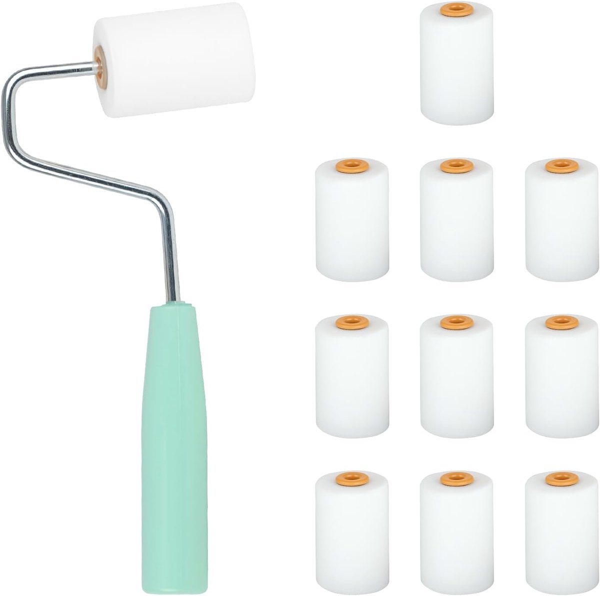 Mini verfroller set - 10-delig - hoogwaardig foam - ideaal voor precisiewerk - ShopVlot