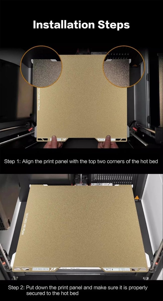 3D printer plaat 260x260mm - spring staal - magnetisch PEI - eenvoudig te verwijderen - ShopVlot