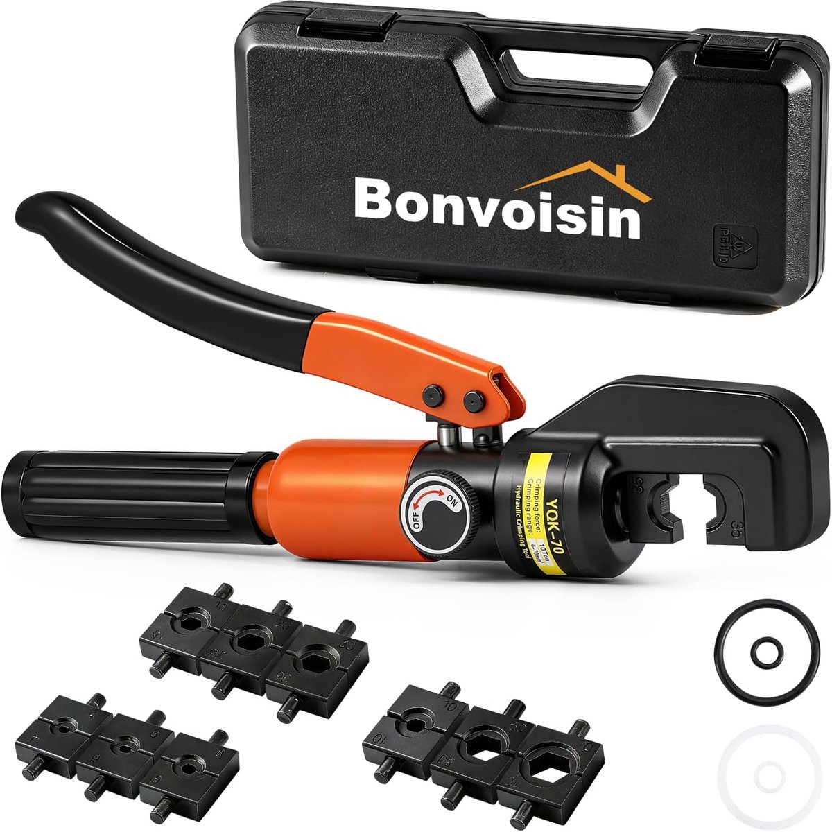 Hydraulische krimptang 4-70 mm² - voor koper/aluminium - 9 verwisselbare matrijzen - robuuste legering - ShopVlot