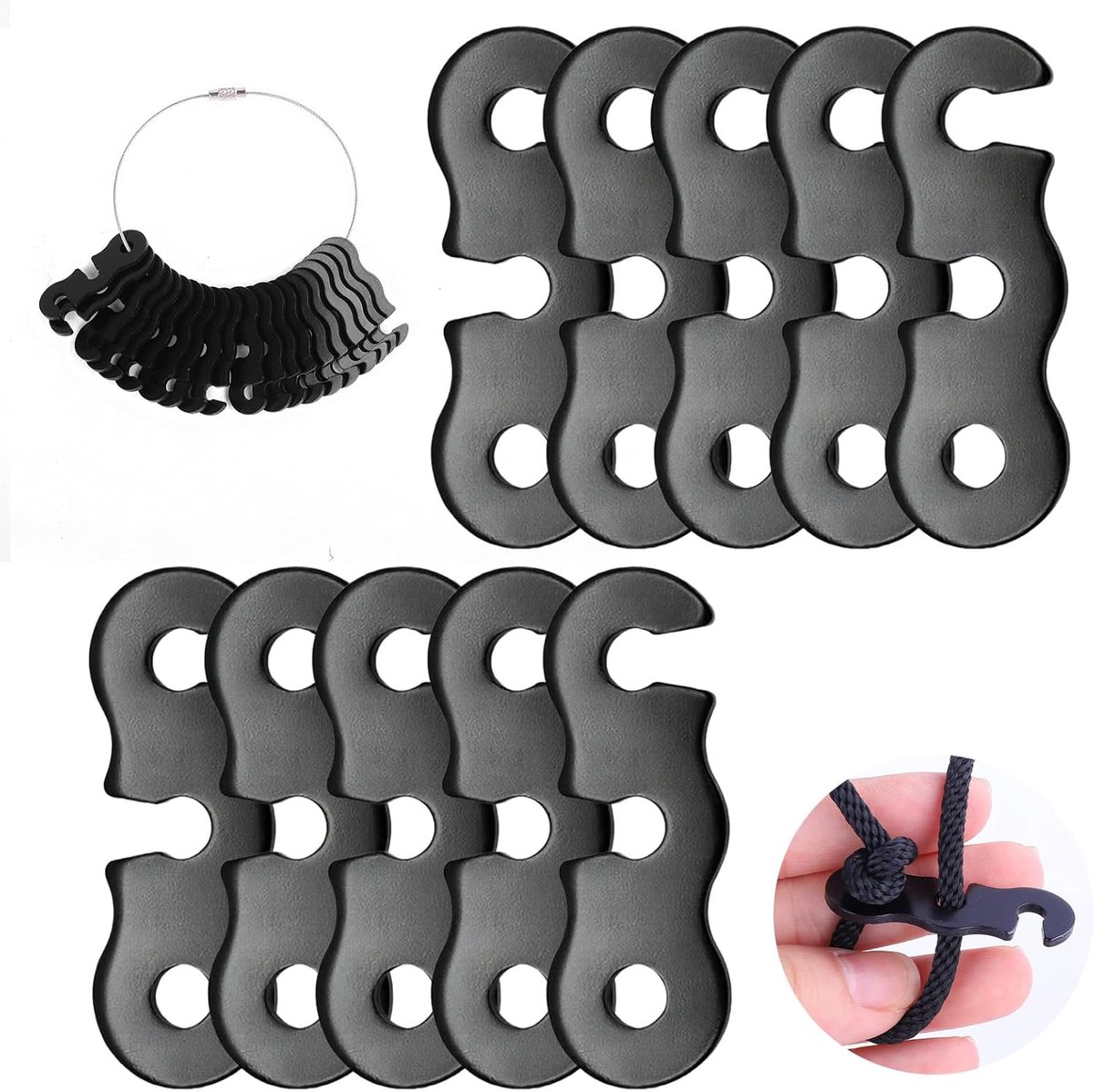 Touwspanner set 22 stuks - aluminium - met 2 stalen ringen - ideaal voor tenten en camping - ShopVlot