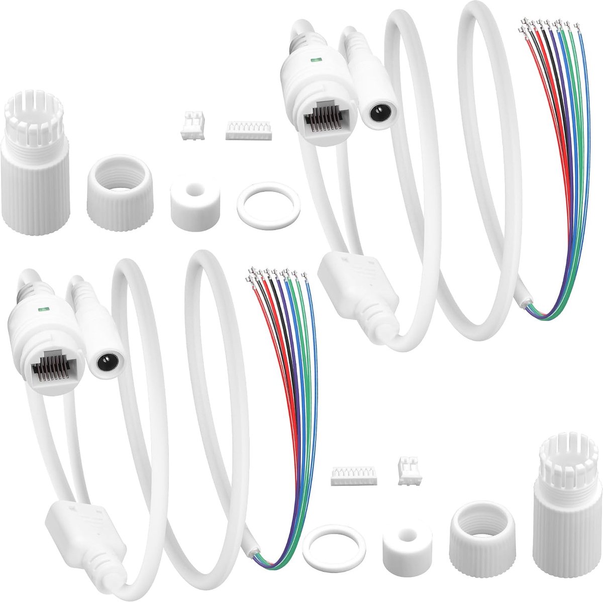 POE-camera-aansluitkabel 9-aderig - wit - RJ45 en DC 5,5 × 2,1 mm - ideaal voor IP-netwerkcamera's - ShopVlot