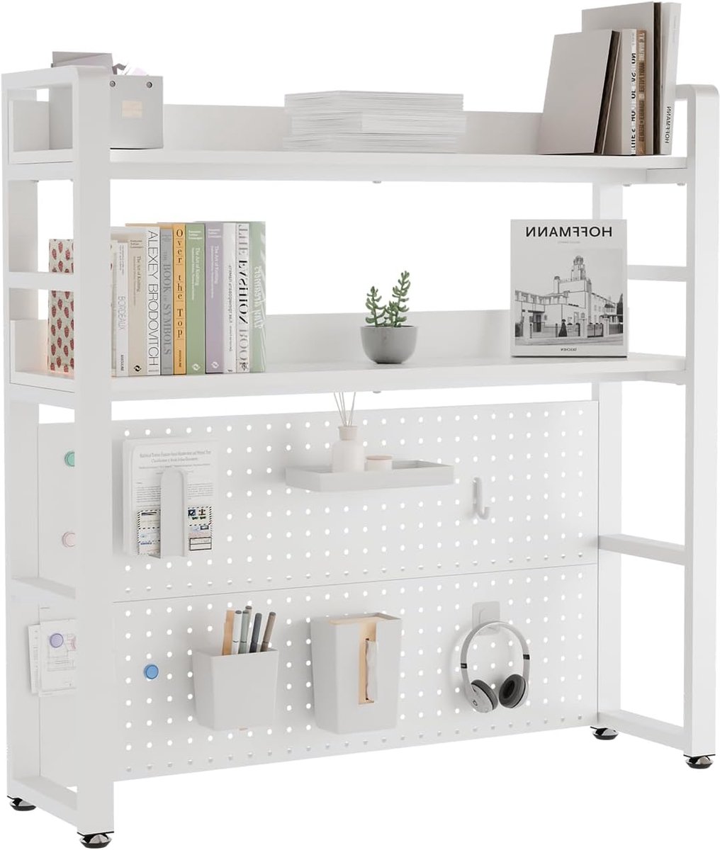 Bureauplank 2-laags 95CM - Wit - Verstevigd met verborgen schroeven - Houdt je werkruimte georganiseerd - ShopVlot
