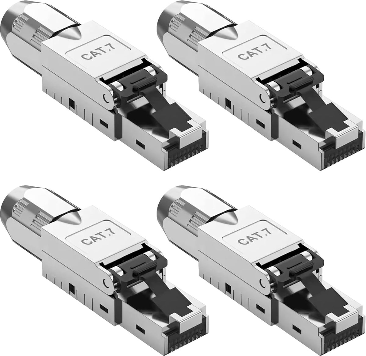 RJ45 plug 4 pack - Cat 7, 40Gbps - toolloos, 600MHz - ideaal voor netwerkinstallaties - ShopVlot
