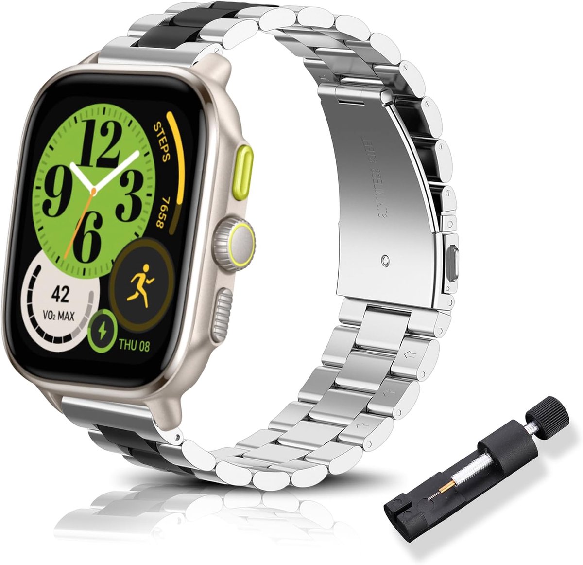 Vervangende Horlogeband 20mm - Gepolijst RVS - Voor Amazfit GTS 4/GTS 3 - Verhoog je stijl - ShopVlot