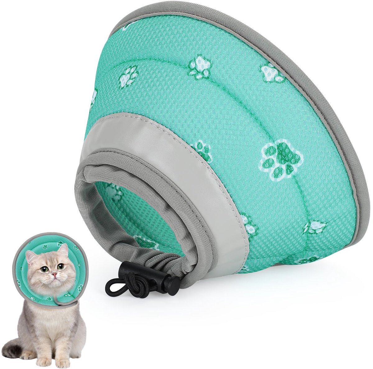 Kattenkraag L - Zacht licht stof - Groen - Comfortabel voor je kat - ShopVlot