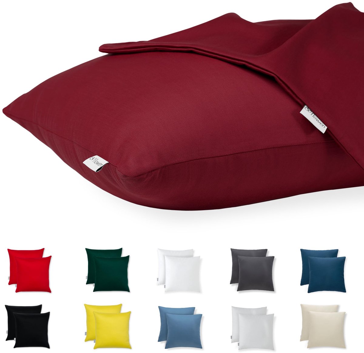 Kussenhoezen Set van 2 - 45x45 cm - 100% Jersey Katoen - Hypoallergeen Ademend - Bordeauxrood - ShopVlot