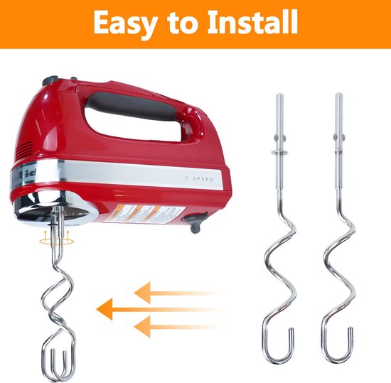 Handmixer deeghaak 2 stuks - roestvrij staal - vervangende hulpstukken - perfect voor deegmixen - ShopVlot — afbeelding 5