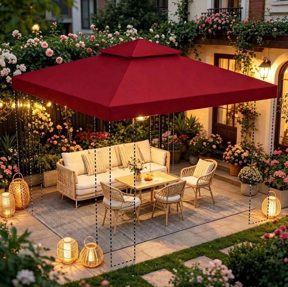 MIVRAY Partytentonderdeel – Dak Voor Gazebo Top Cover – 3 x 3 M – Polyester – Rood – Waterdicht Ersatz Dak Voor Buitengebruik
