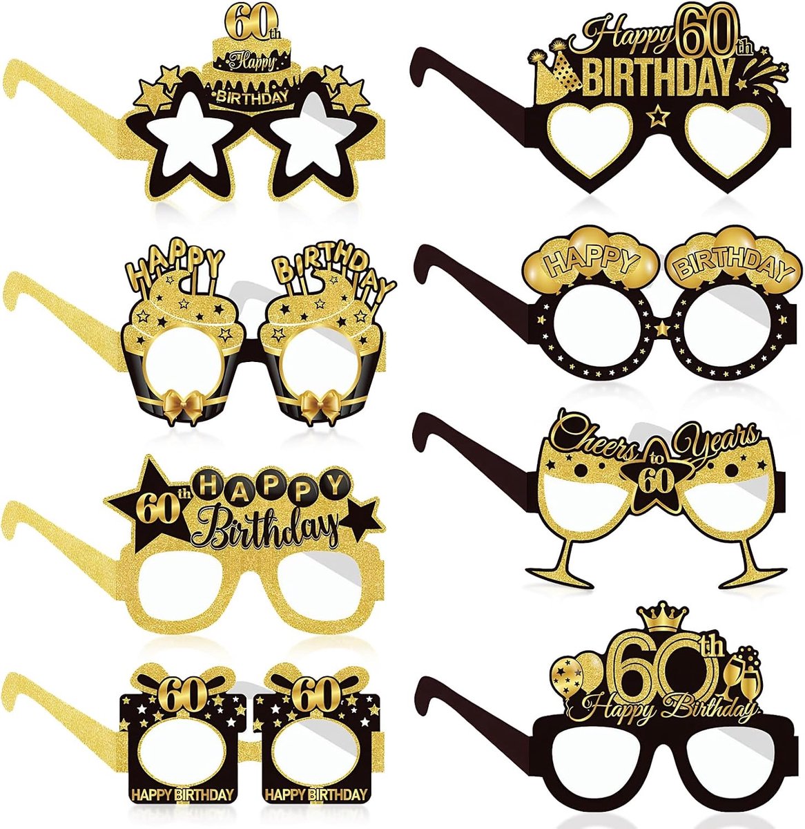 Papieren glazen 8 stuks - verjaardag - zonnebril design - feestelijke accessoires voor 18e verjaardag - ShopVlot