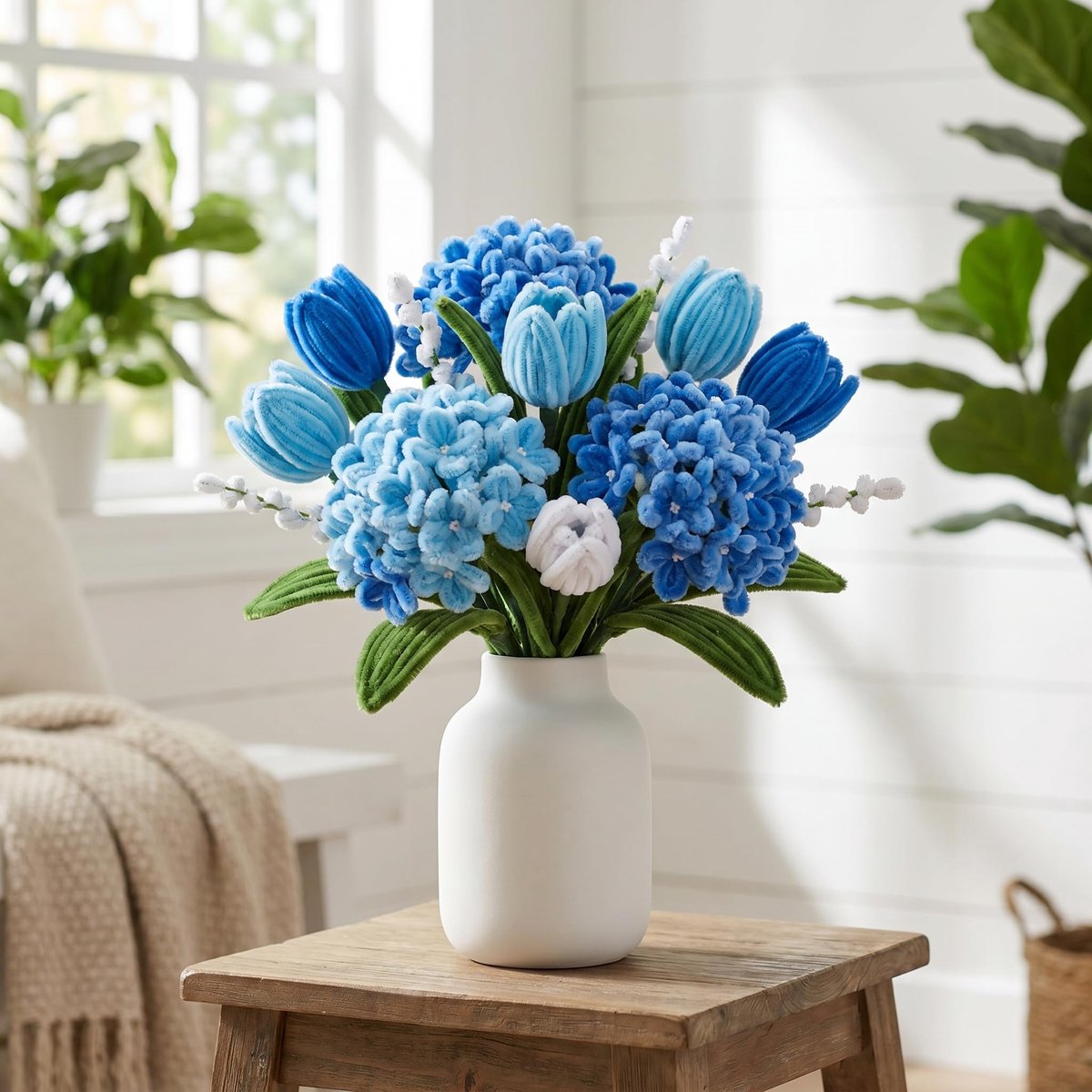 Pijpenreiniger 500 stuks - blauw chenilledraad - bloemenstokken en plakband - ideaal voor knutselen - ShopVlot