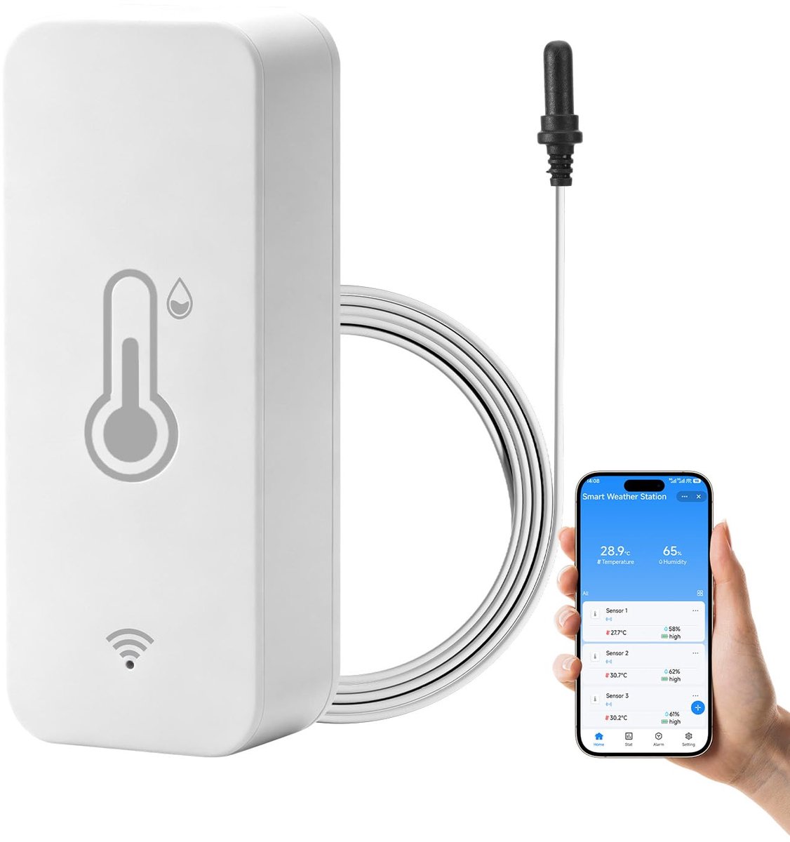 Wifi-thermometer hygrometer - slimme koelkastthermometer - binnen en buiten gebruik - ideaal voor koelkast en vriezer - ShopVlot