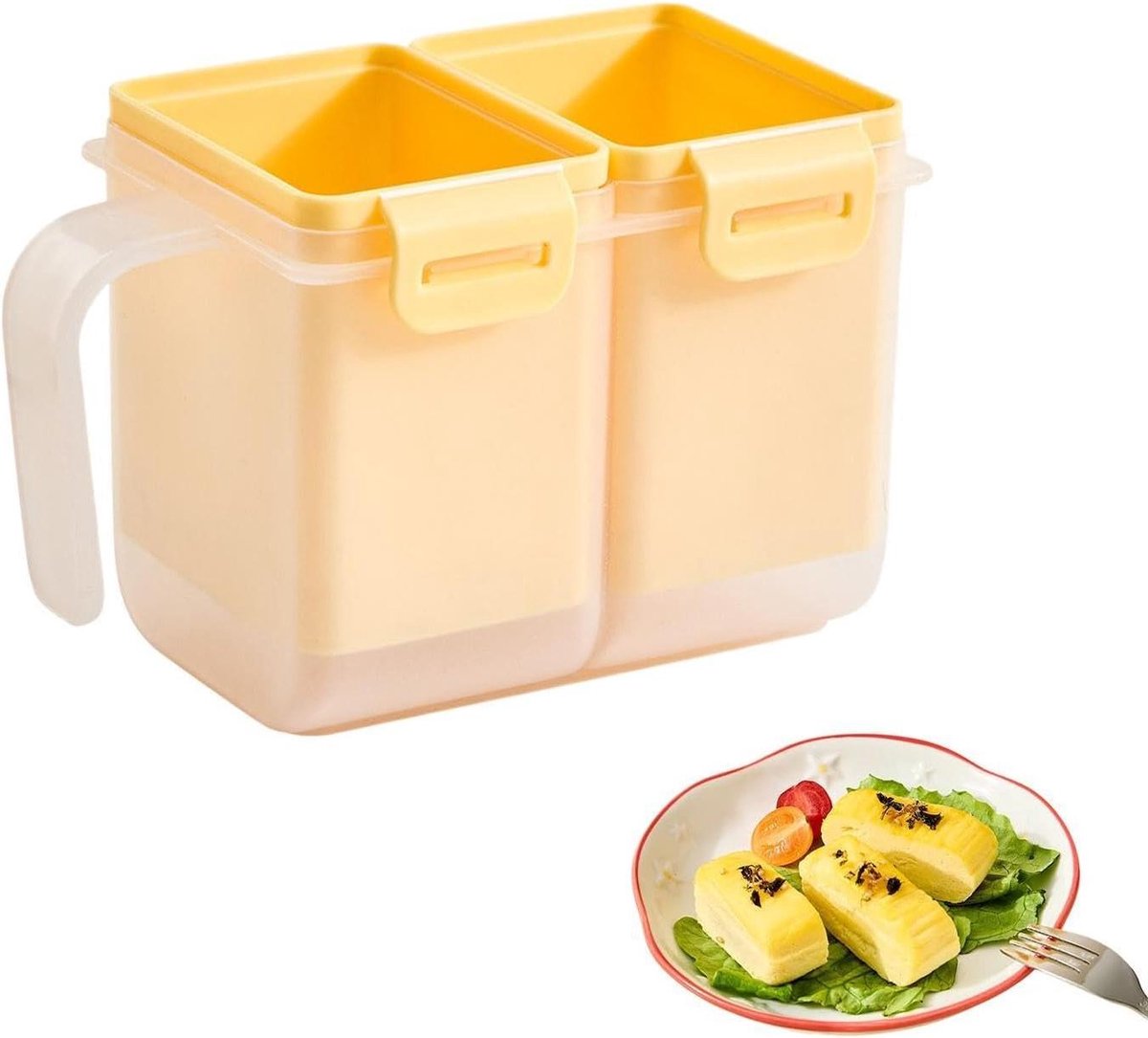Ei Magnetron Koker - Omelet Maker - Ontbijt Bereiden - Dubbel Compartiment - 13.2 cm - Geel
