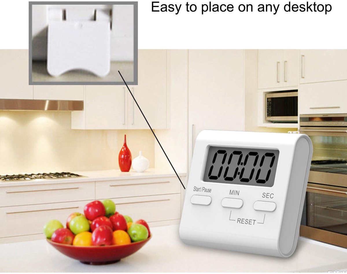 Keukentimer digitale countdown - groot cijfer - luid alarm - ideaal voor koken - ShopVlot
