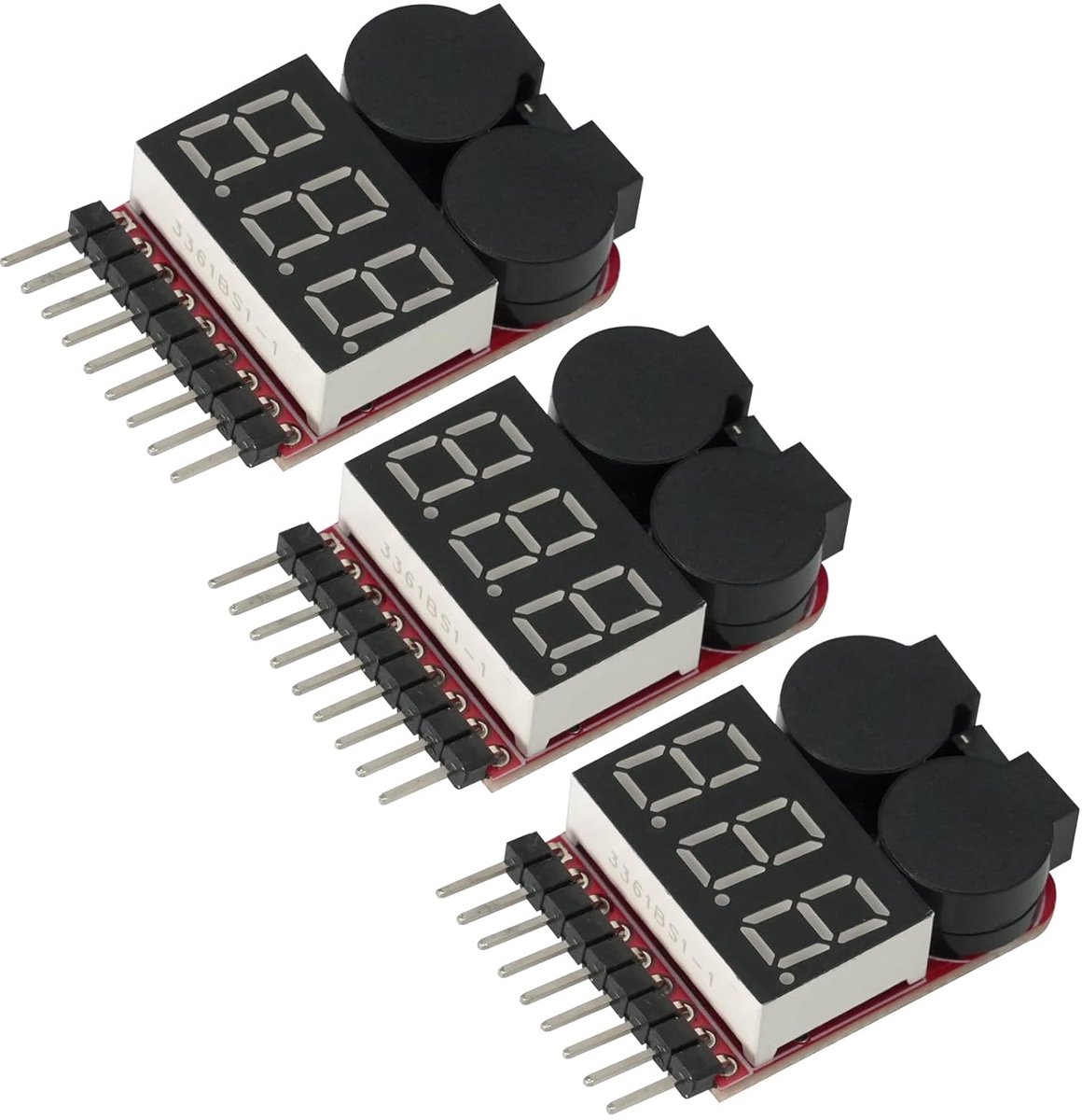 Lipo batterijtester pack van 3 - 2-in-1 spanningstest en alarm - LED-display - real-time voltageweergave - ShopVlot