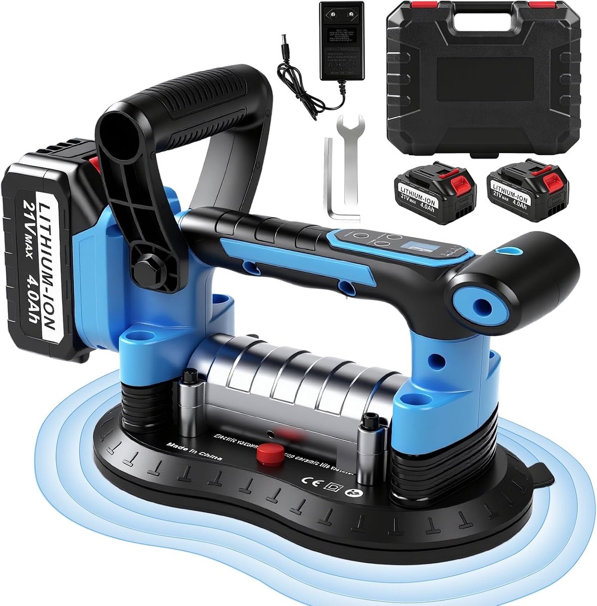 Glaszuiger met Vibration - 2-in-1 Accu Tegeltriller - 200kg Hefkracht - Ideaal voor het Verplaatsen van Zware Tegels - ShopVlot