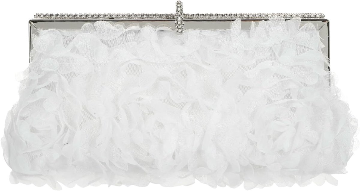 Clutch dames - elegante bloemenkant - met metalen frame - ideaal voor een feest - ShopVlot