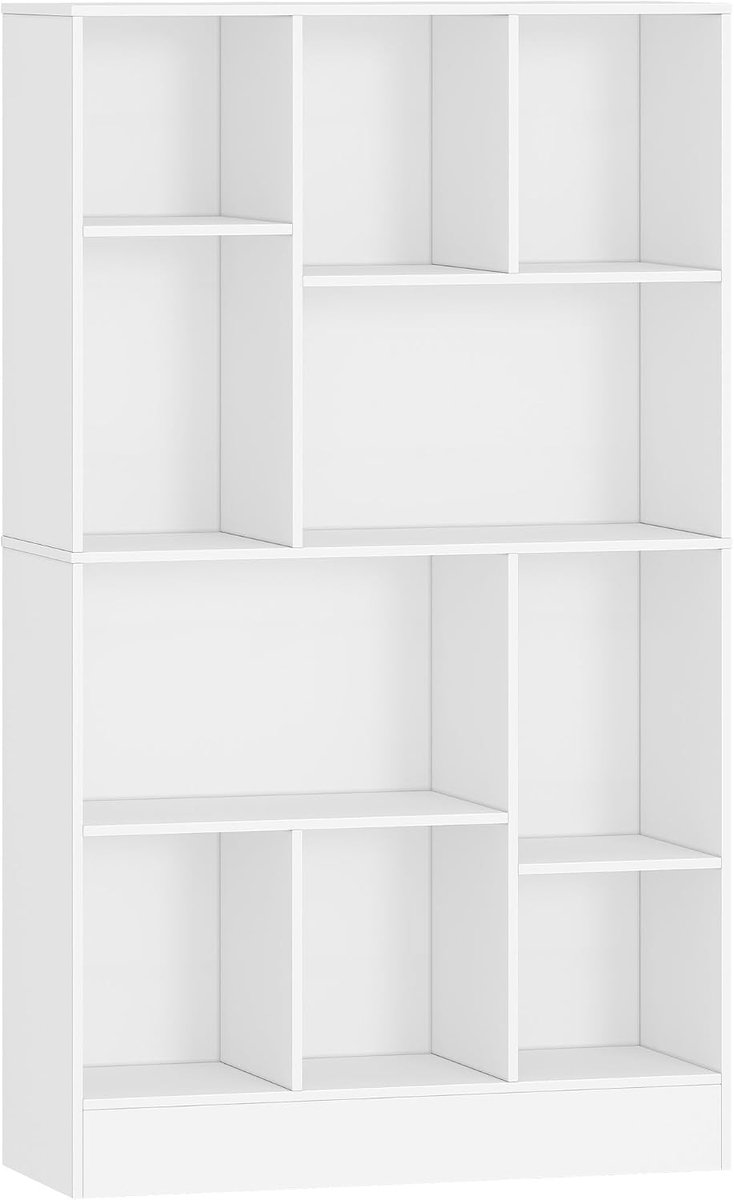 Hzuaneri Boekenkast met 10 Niveaus, Verticaal en Horizontaal, 136 cm