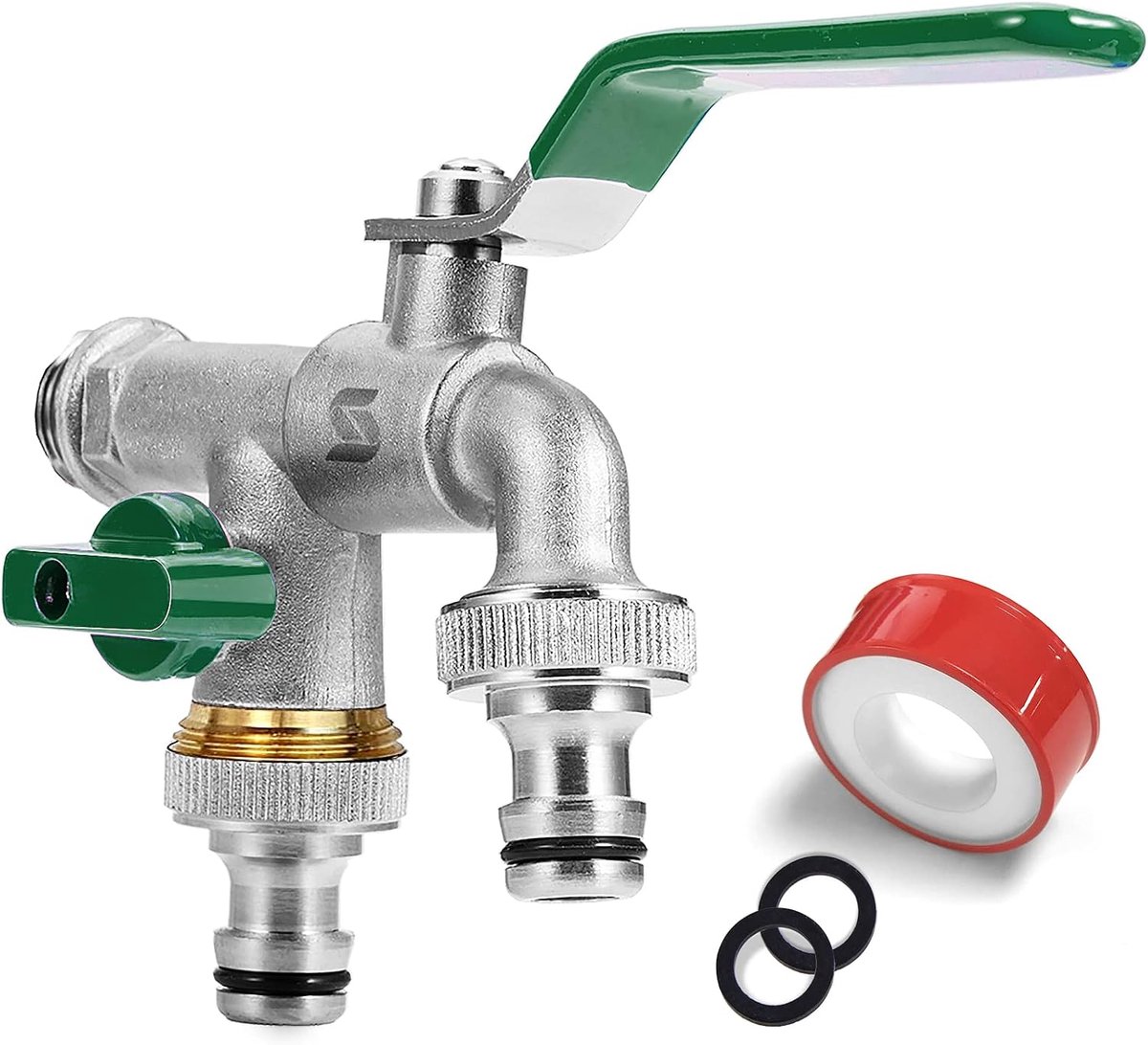 Tuinkraan dubbele uitlaat 3/4 inch - messing - vorst- en roestbestendig - ideaal voor gelijktijdig gebruik - ShopVlot