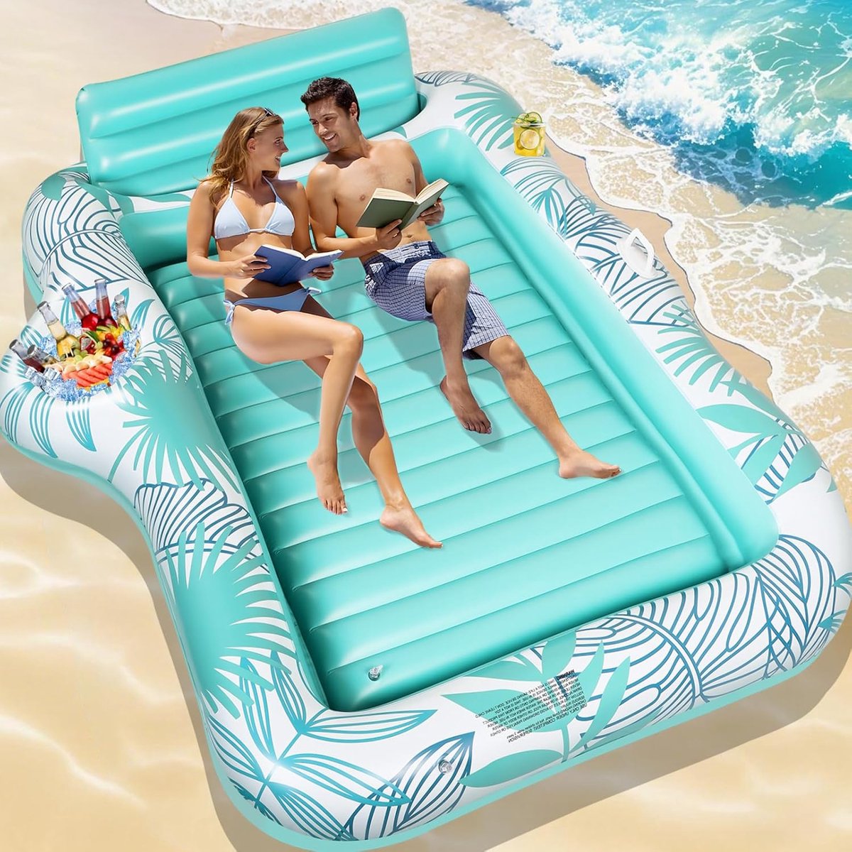 Charmofun Inflatable Air Mattress, Tanning Pool, Inflatable Pool with Cup Holder, Inflatable Float for Inflatable Pool - ShopVlot