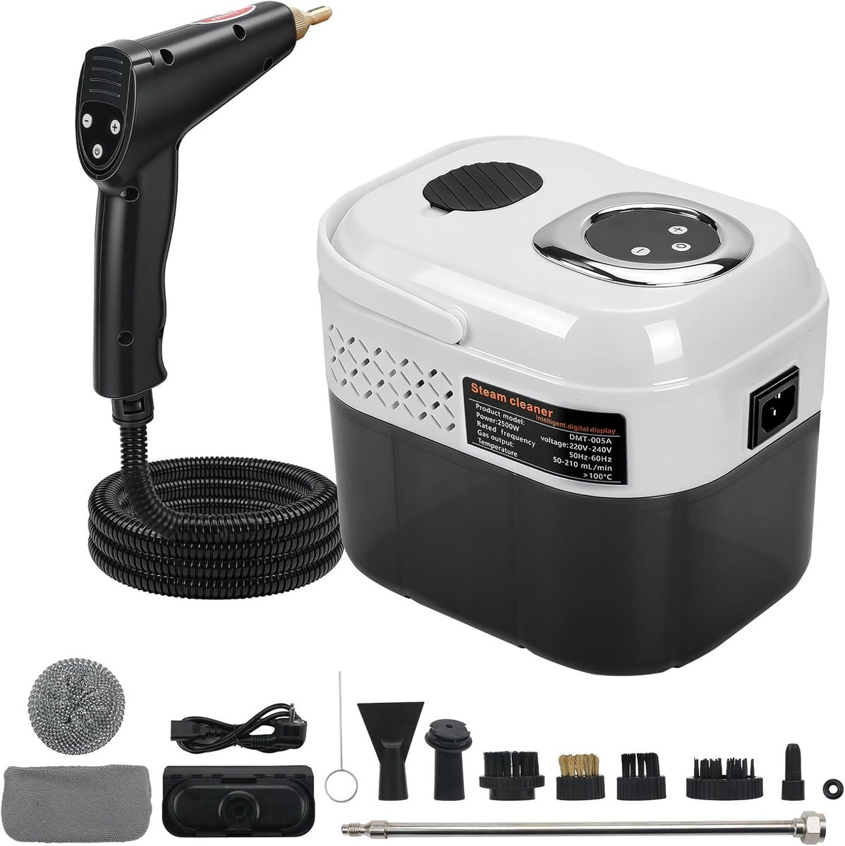 Handheld Steam Cleaner 2500 W Portable High Pressure Steam Cleaner with 1700 ml Water Tank, 3 Brush Heads, 6 - ShopVlot