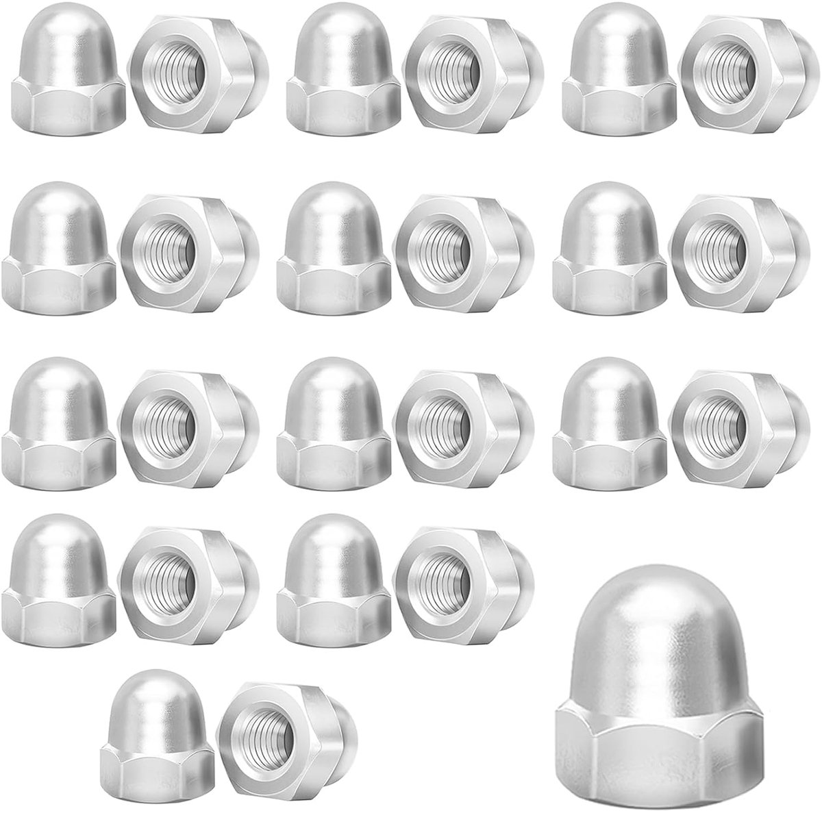 Hot Nuts M10 Stainless Steel, 25pcs Cap Nuts High Shape Cap Nuts Rustproof Hexagon Cap Nuts for Screws Threaded Rods - ShopVlot