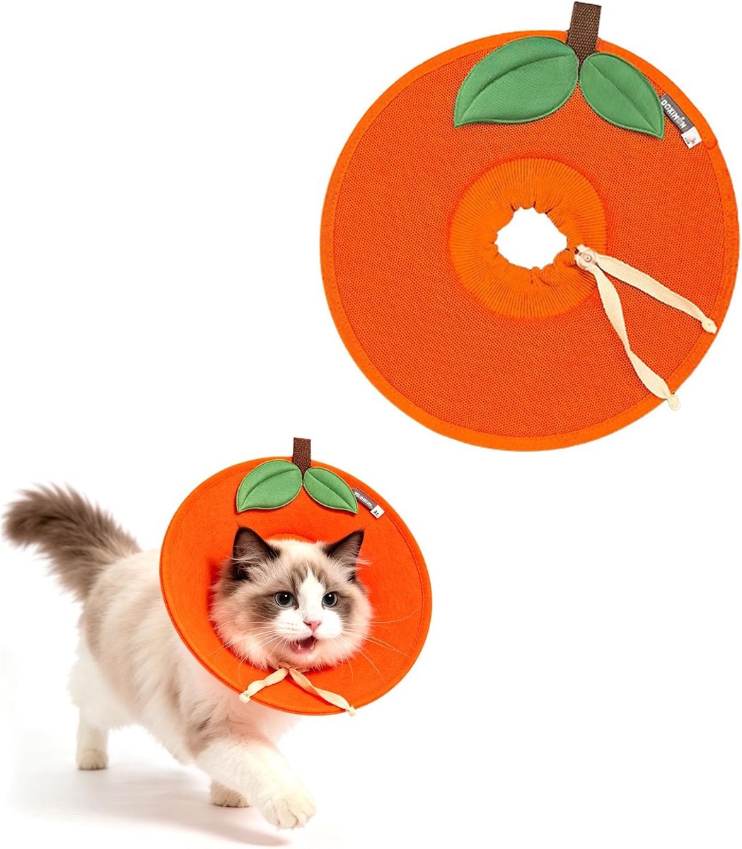 Zachte oranje fruitstijl halsband voor katten, ademende lekbescherming, verstelbare beschermende halsband voor kleine - ShopVlot