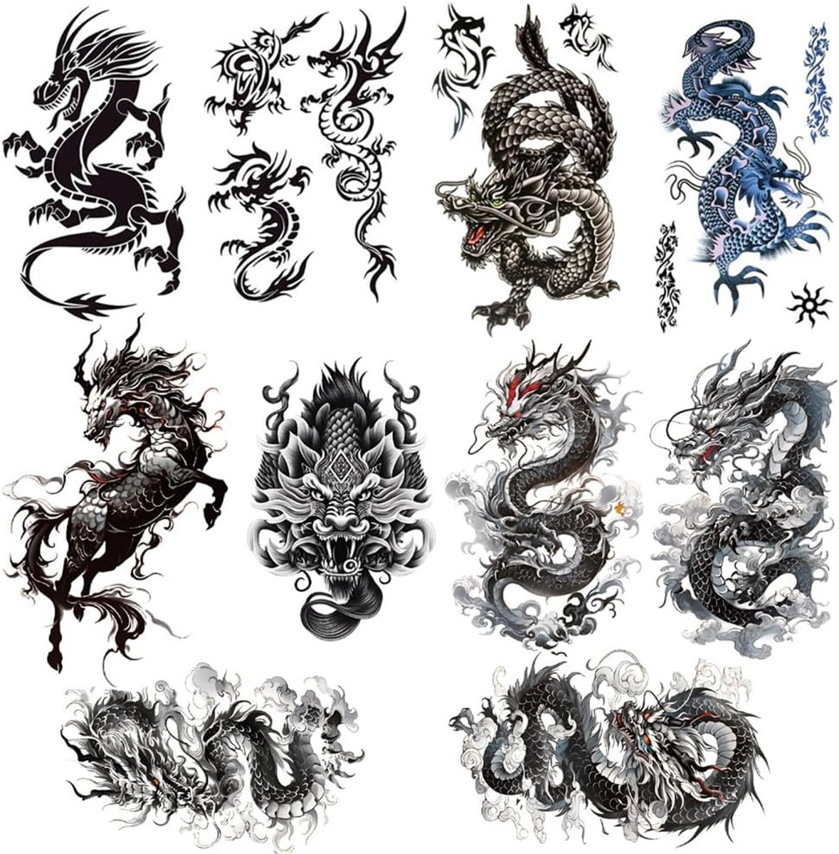 10 Leaf Fake Tattoo Tattoos, Adult Self Adhesive Tribal Totem Waterproof Tattoos for Men and Ladies - ShopVlot