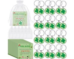 Kasyat 24 Lucky Charm Small Set 24 Key Chain with Four-leaf Clover 24 Lucky Cards and 24 Organza Bags Lucky Gifts For - ShopVlot