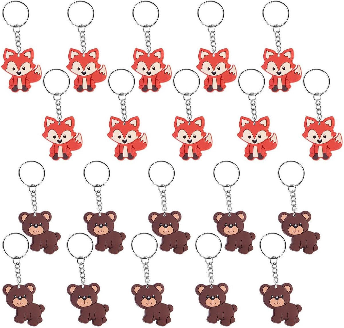 20pcs Animal Key Chain, Fox Bear Keychain, Cartoon Key Chain, Key Chain's Key Chain, Children'S Believers. - ShopVlot