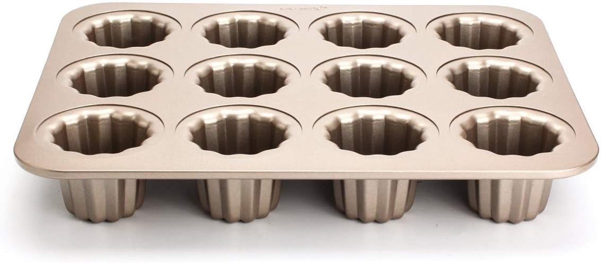 12 Cavity Channel Mold - GOODCHANCEUK Carbon Steel Nonstick Cupcake Molds 12 Cup Muffin Molds Canneles Tin Gold - ShopVlot
