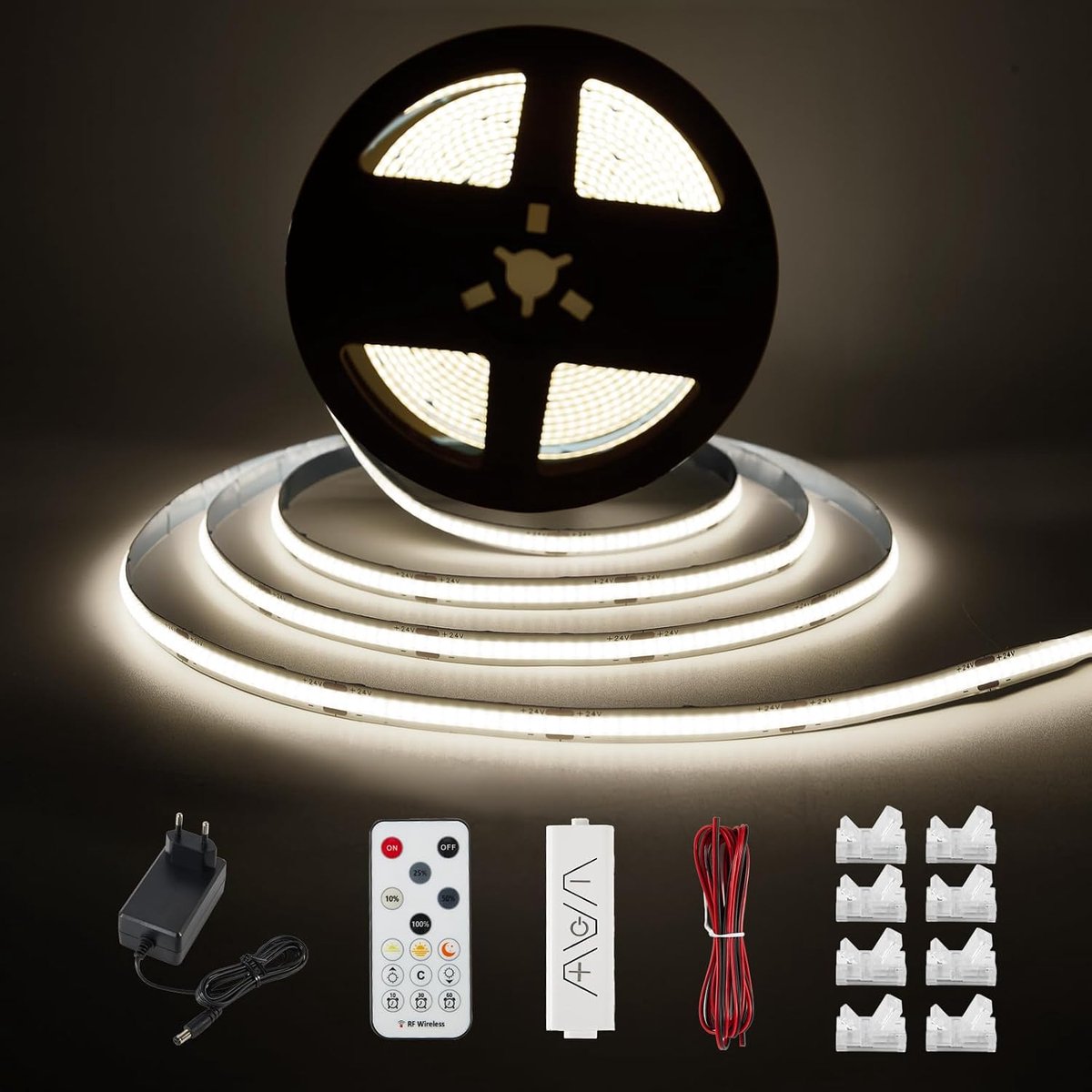 COB LED Under-Unit Light, Cabinet Light, 5 m, White LED Strip Cabinet Light, Light Strip with RF Remote Control - ShopVlot