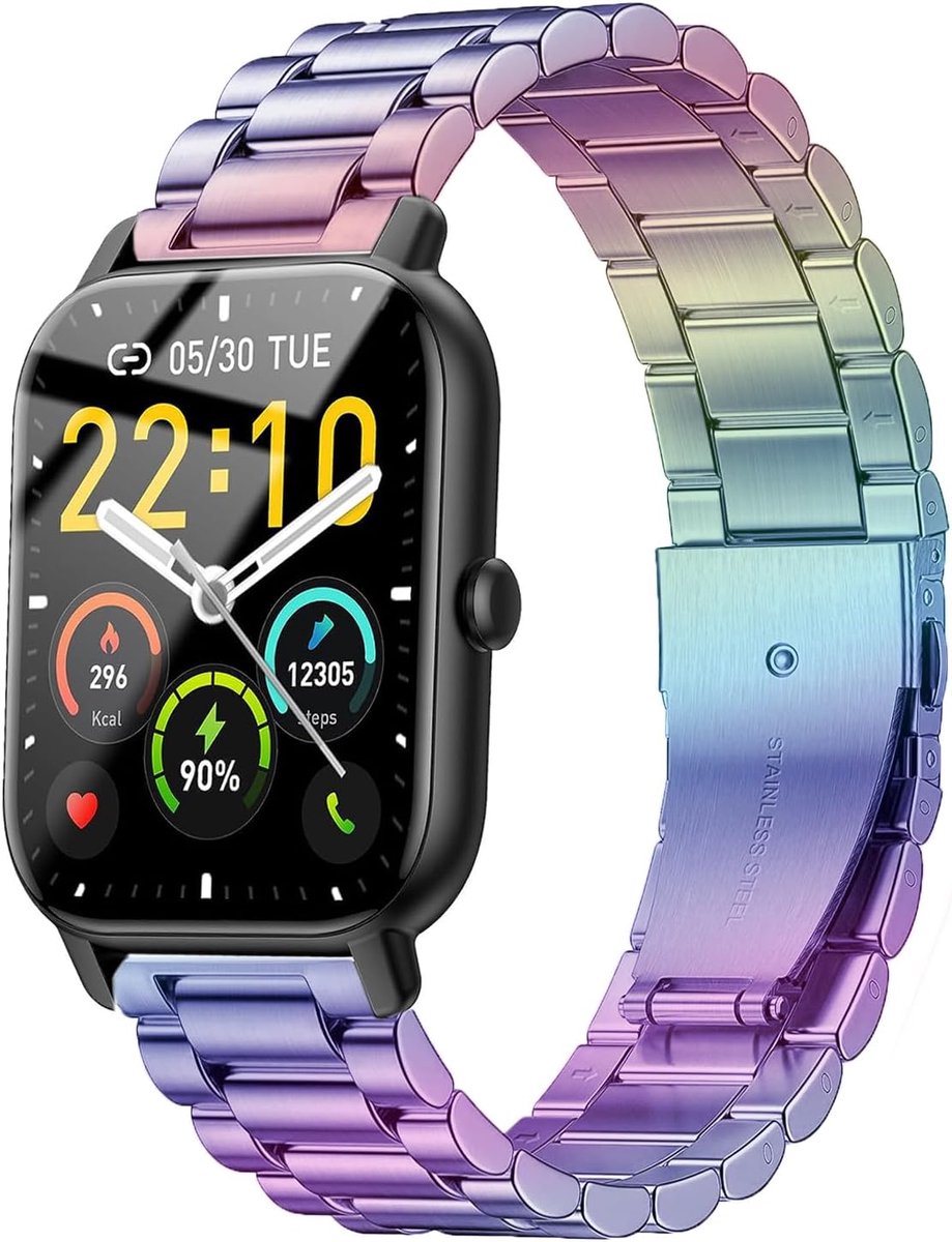 Metal Strap for Gloryfit Smart Watch P66/P66D/P72/P95, 22mm Stainless Steel Strap for Veryfit IDW19/IDW13/IDW16/IDW18 - ShopVlot