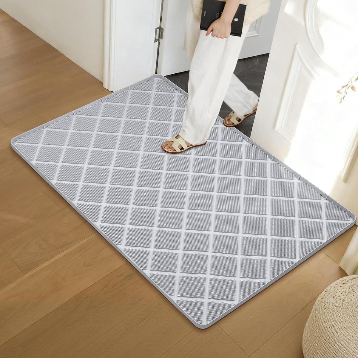 Silicone Indoor & Outdoor Doormat 86x22 Inch Non-Slip Welcome Mat with Brush Edge, Waterproof Entrance Mat, Easy Clean - ShopVlot