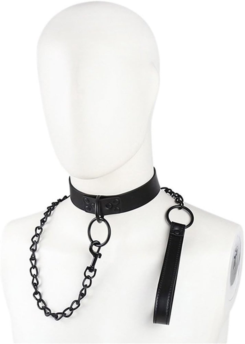 BDSM Bondage Sexy Sex Toy Dog Collar Fetish Anklet Erotic Collar Black Iron Chain O Rings Punk Slave SM Sheet Sexy - ShopVlot
