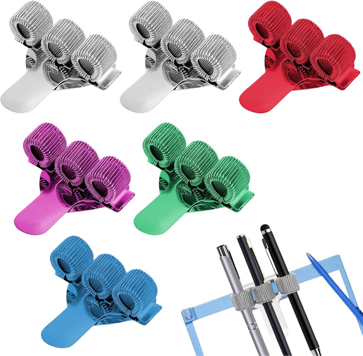 Pack of 6 Nurse Accessories, Stainless Steel Pen Holder, Pen Loop Self Adhesive Nurse Accessory Pen Holder Chicken Bag - ShopVlot