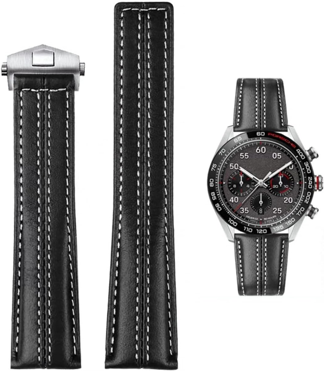 Watch Strap 22mm for TAG Heuer Leather Genuine Leather Watch Strap with Blue Black Strap for TAG Heuer Carrera - ShopVlot