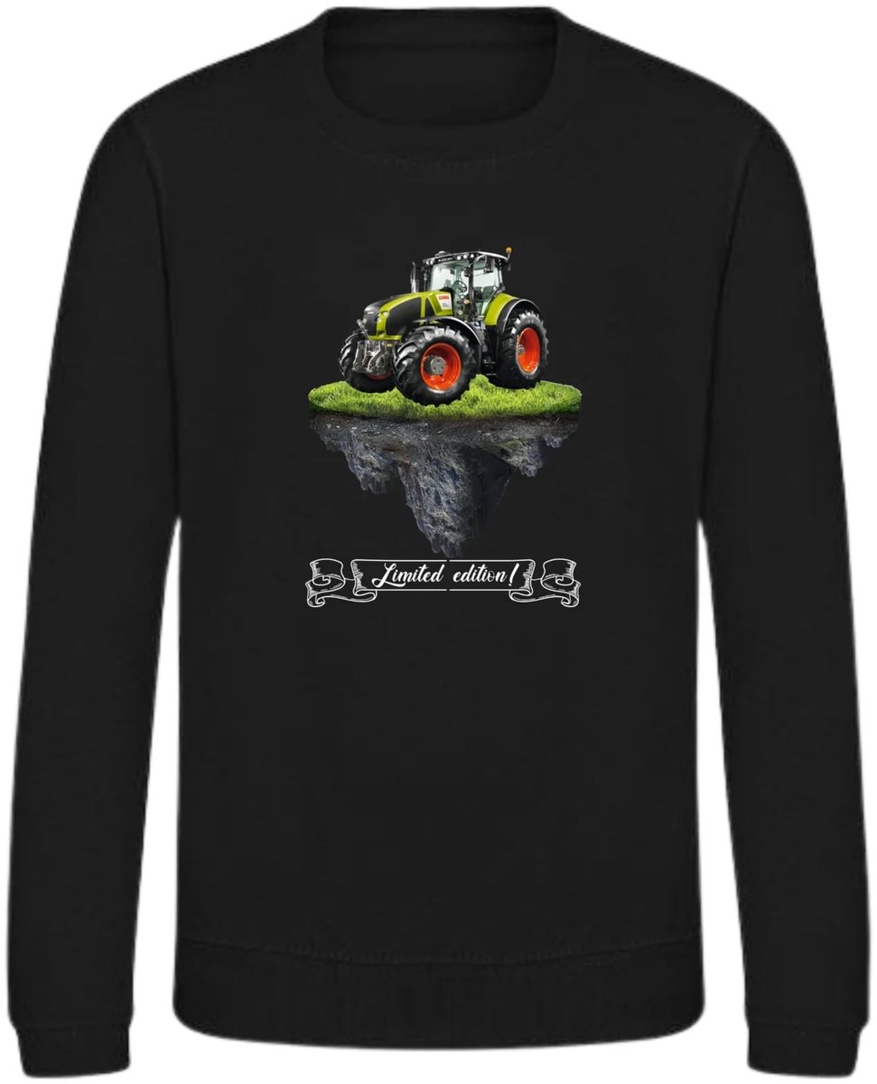 Zwarte sweater met tractor limited edition - Rode tractor - 86/92